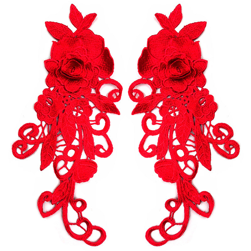 1 pair 3D color lace applique craft flower patch