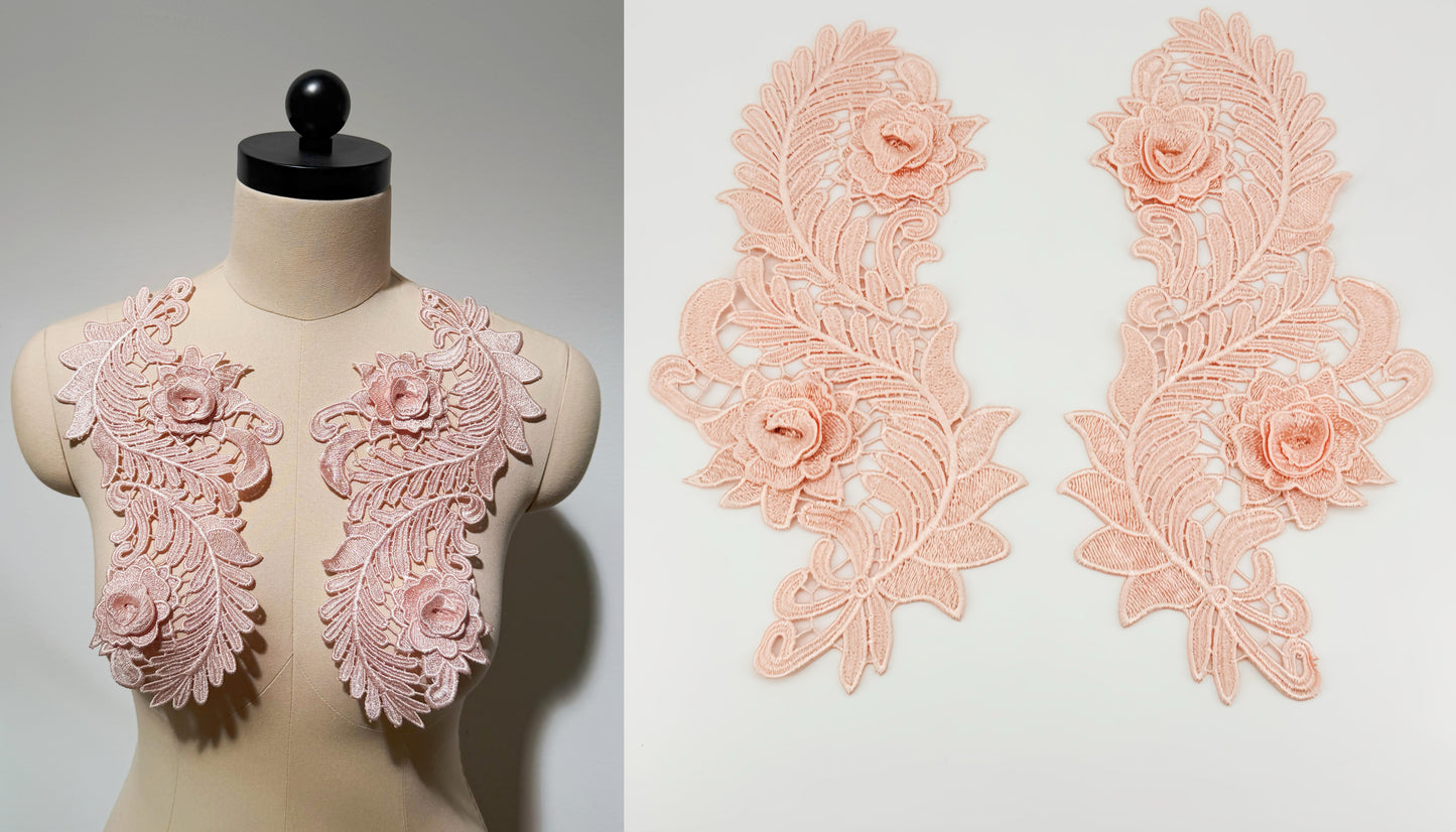 MM034 1 Pair 3D Embroidered Flower Lace