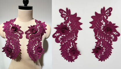 MM034 1 Pair 3D Embroidered Flower Lace