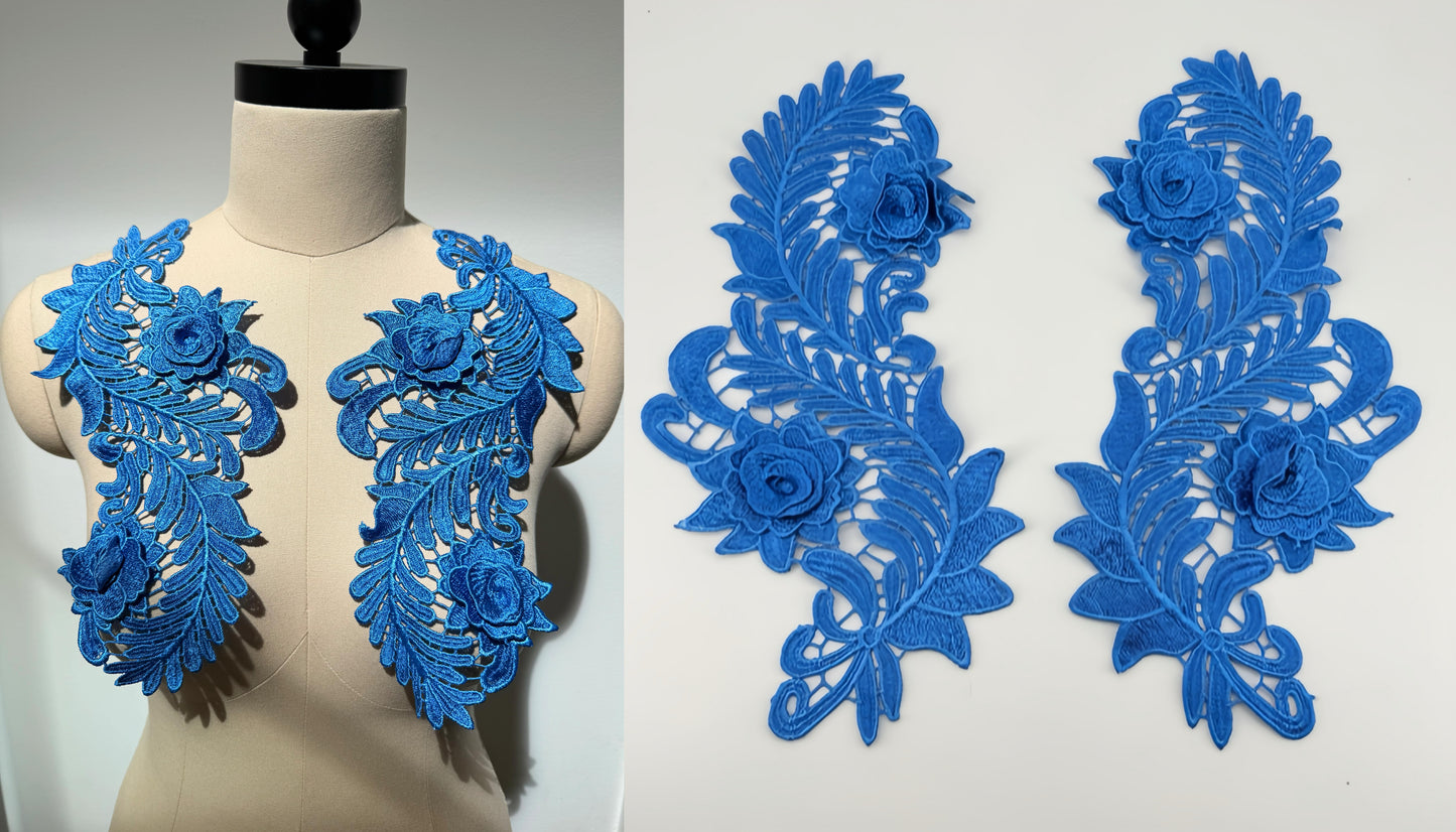 MM034 1 Pair 3D Embroidered Flower Lace