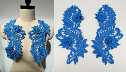 MM034 1 Pair 3D Embroidered Flower Lace