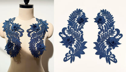 MM034 1 Pair 3D Embroidered Flower Lace