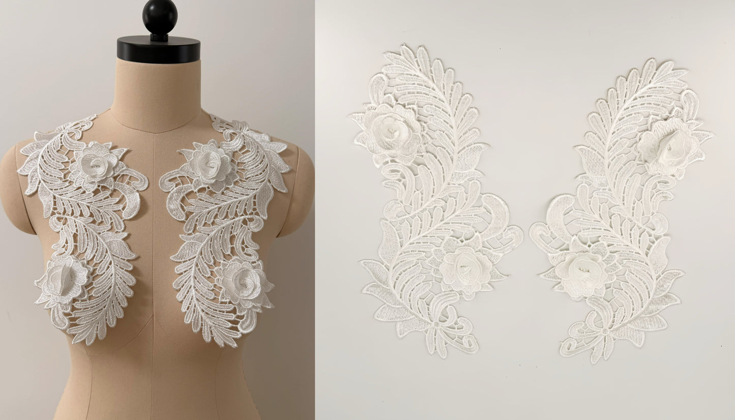 MM034 1 Pair 3D Embroidered Flower Lace