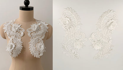MM034 1 Pair 3D Embroidered Flower Lace