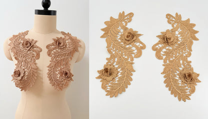 MM034 1 Pair 3D Embroidered Flower Lace