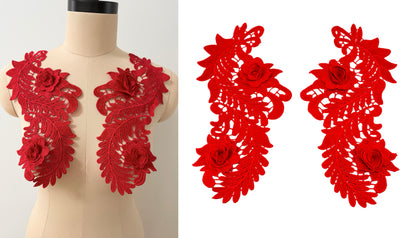 MM034 1 Pair 3D Embroidered Flower Lace