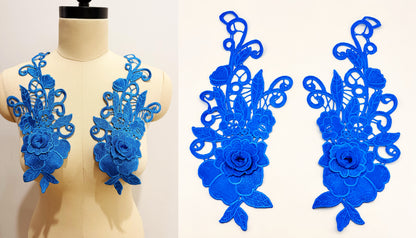 MM026 1 pair 3D color lace applique craft flower patch