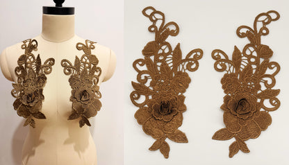 MM026 1 pair 3D color lace applique craft flower patch