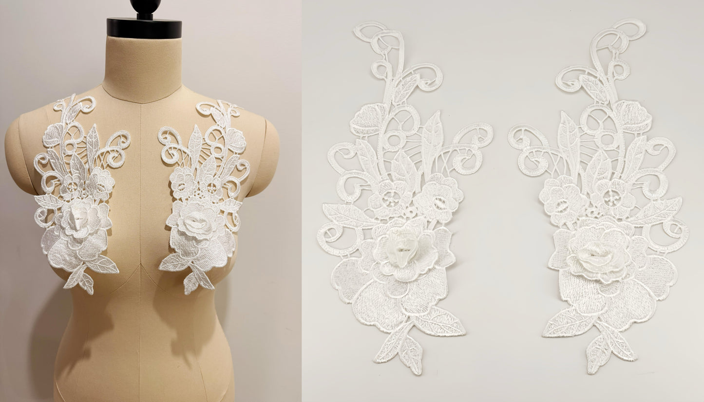 MM026 1 pair 3D color lace applique craft flower patch