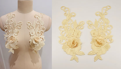 MM026 1 pair 3D color lace applique craft flower patch
