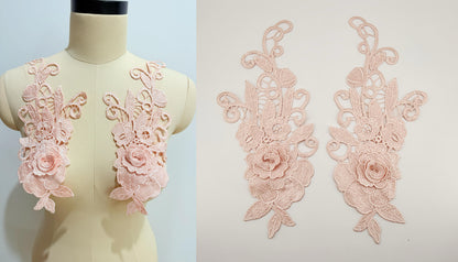 MM026 1 pair 3D color lace applique craft flower patch