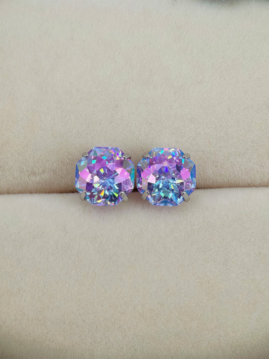 Lavender Prism AB Firework-Cut Zircon Stud Earrings