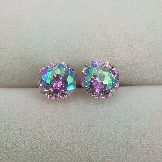Lilac Glacier AB Firework-Cut Zircon Stud Earrings