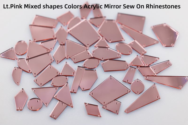 mixed shapes colors acrylic mirror sew on rhinestones