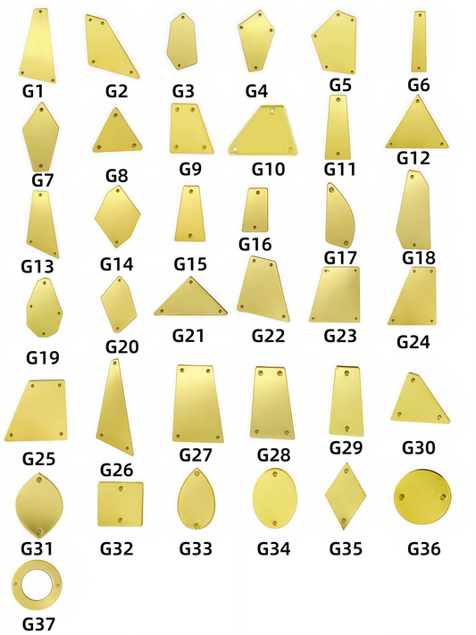 50 PCS Gold Champange Colour Acrylic Mirror Sew On Rhinestones