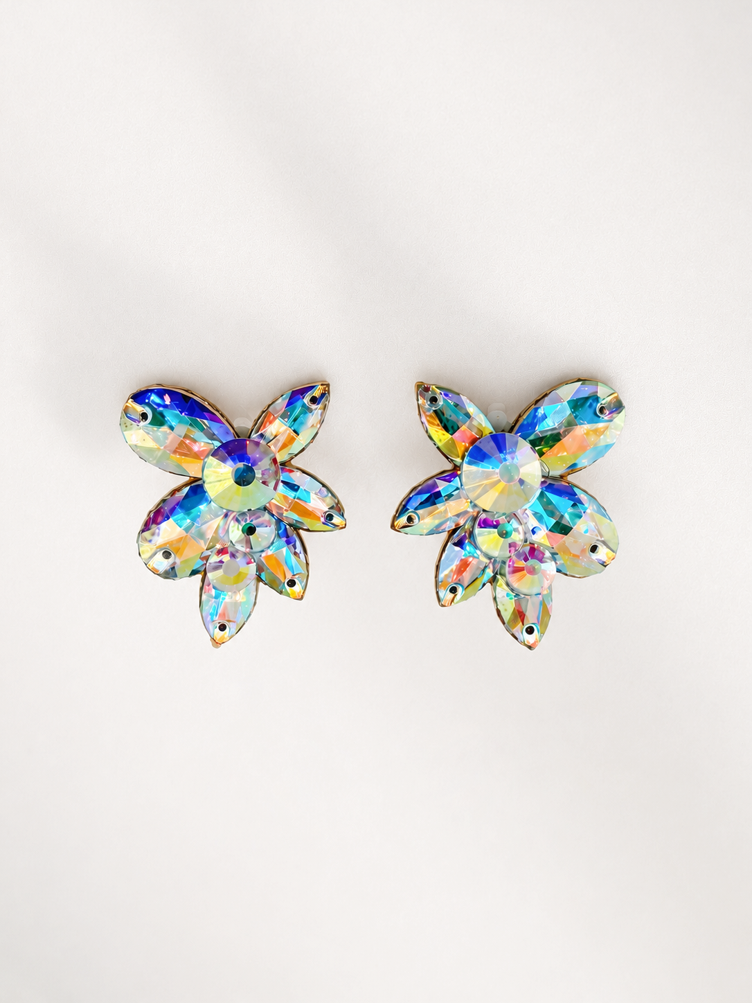 MMQ01  Crystal AB Statement Rhinestone Earrings