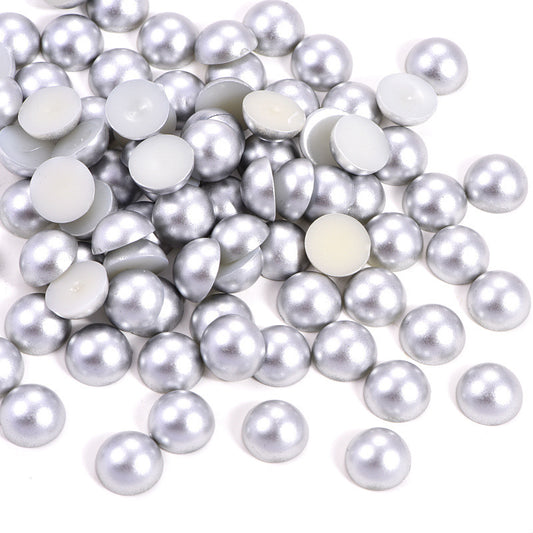 Silver Flatback Half Round Pearl