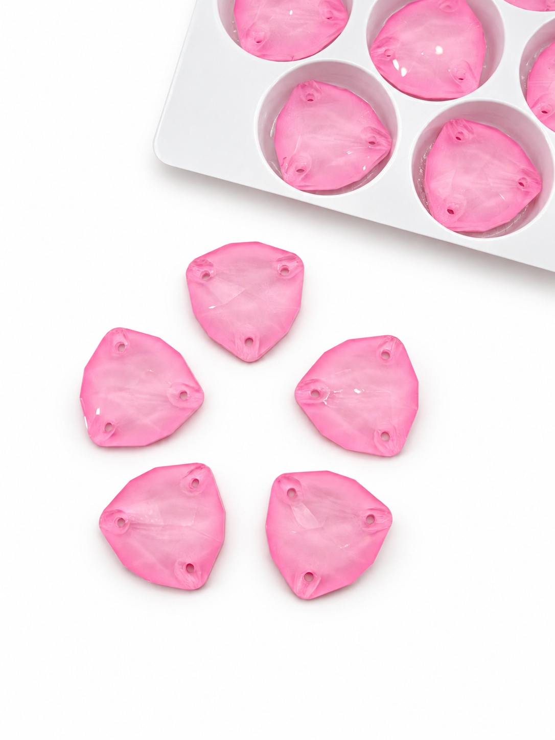 AAA Glass Lt. Pink Neon Trilliant Shapes
