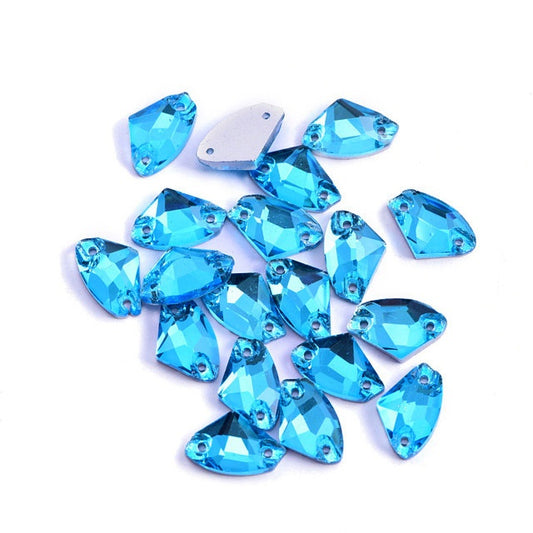 Aquamarine AXE shape Sew On Rhinestone