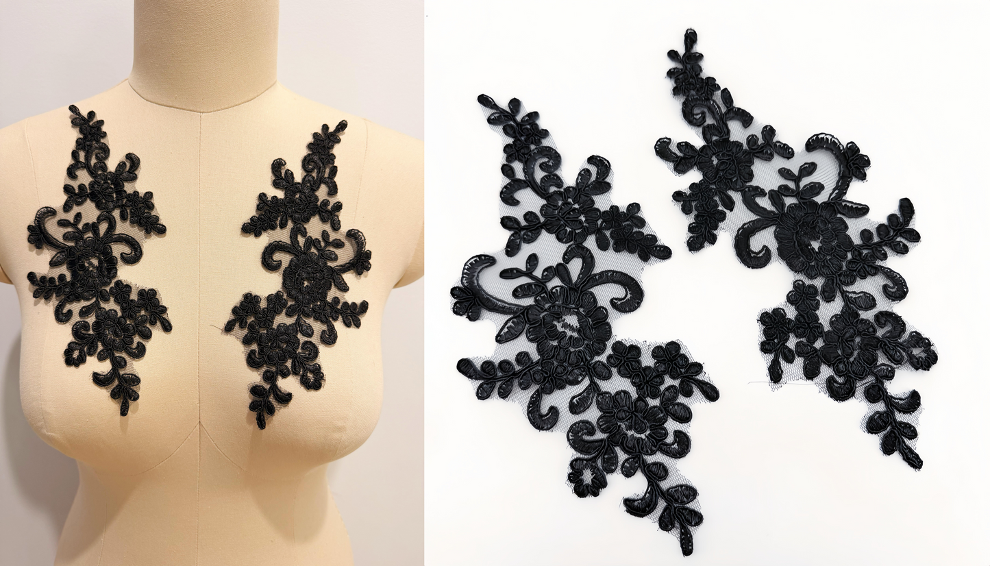 MM013 1 Pair Embroidered Applique