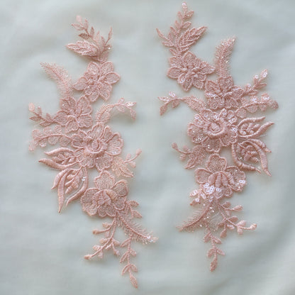 MM033 1 Pair Sequins Lace Flower Embroidered Patch