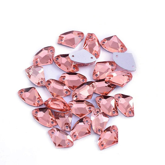 Lt. Peach Axe Shape Sew On Rhinestone