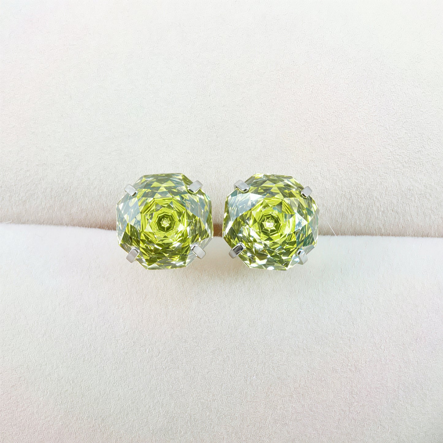 Citrine Rose-Cut Zircon Stud Earrings