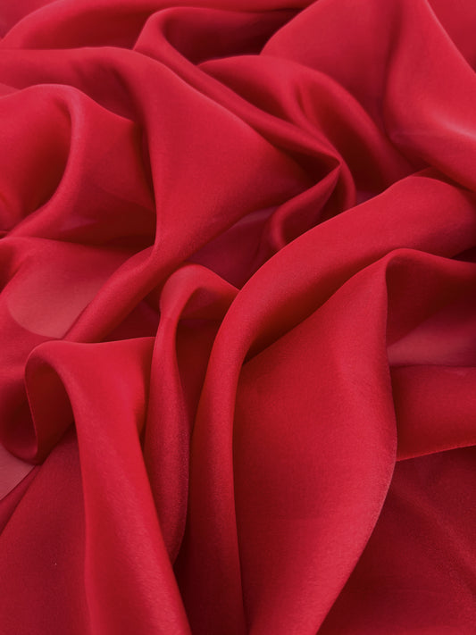 Deep Red Shimmer Chiffon