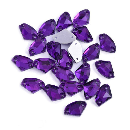 Dk. Amethyst Axe Shape Sew On Rhinestone