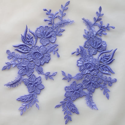 MM033 1 Pair Sequins Lace Flower Embroidered Patch