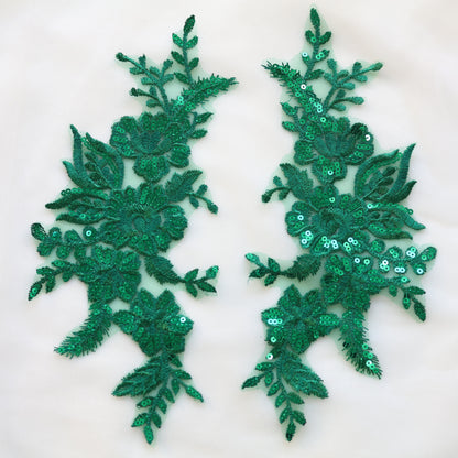 MM033 1 Pair Sequins Lace Flower Embroidered Patch