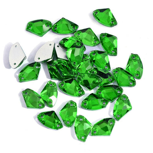 Emerald Axe Shape Sew On Rhinestone