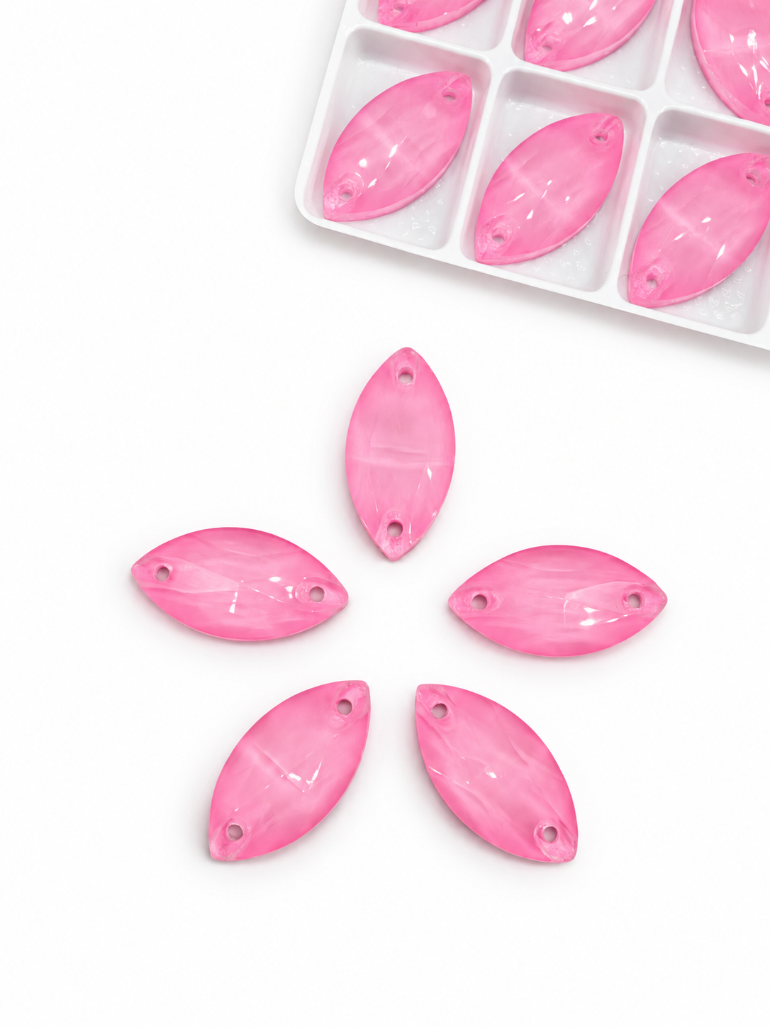 AAA Glass Lt. Pink Neon Horse Eye Shapes