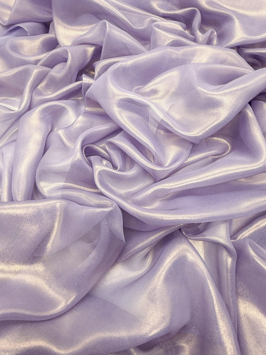 Lavender Gold Shimmer Chiffon