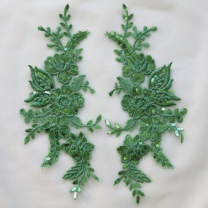 MM033 1 Pair Sequins Lace Flower Embroidered Patch