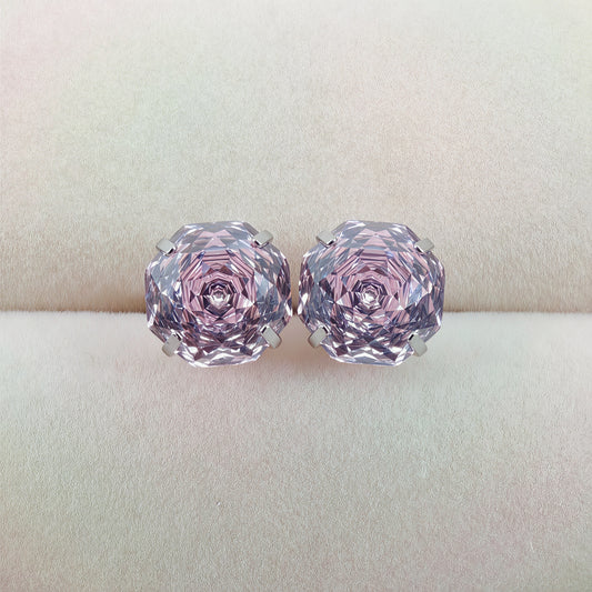 Lt. Pink Rose-Cut Zircon Stud Earrings