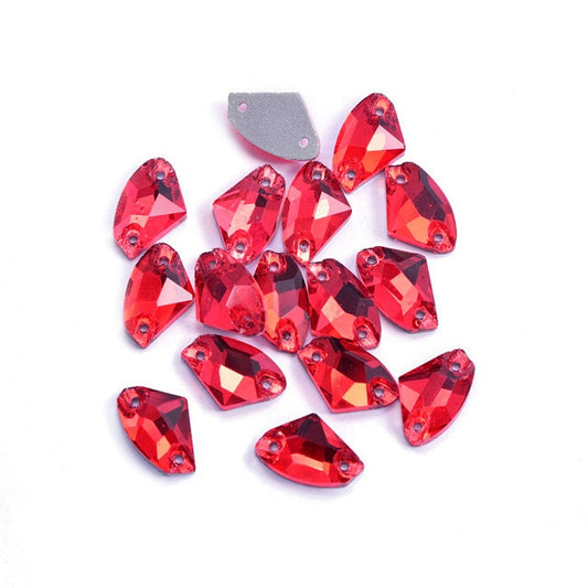 Lt. Siam Axe Shape Sew On Rhinestone