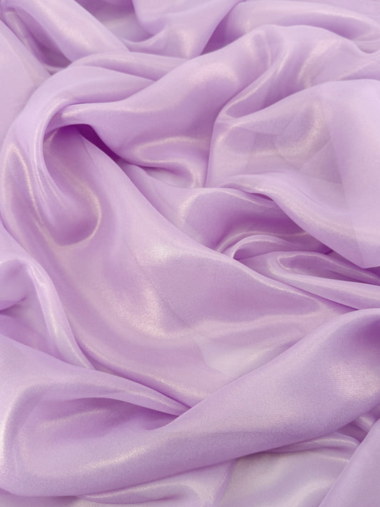 Lt. Lilac Gold Shimmer Chiffon
