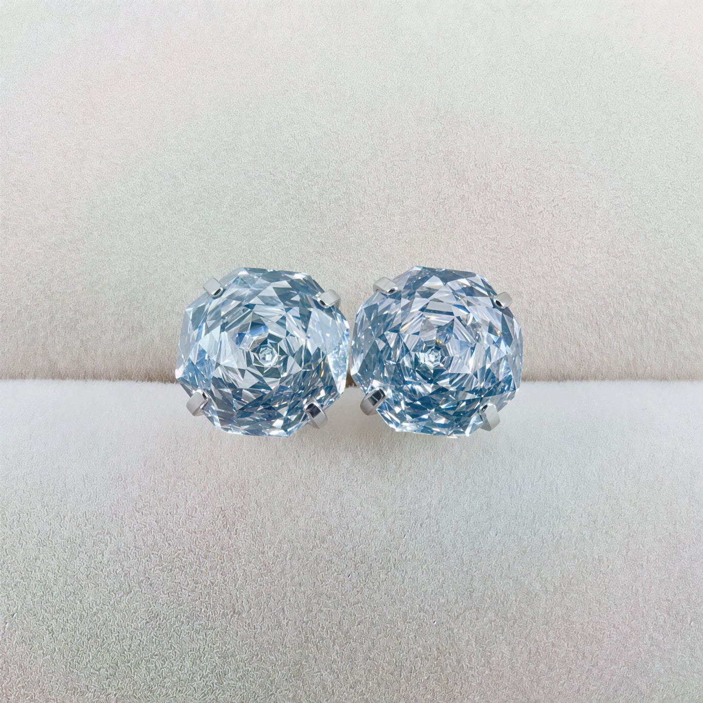 Lt. Sapphire Rose-Cut Zircon Stud Earrings
