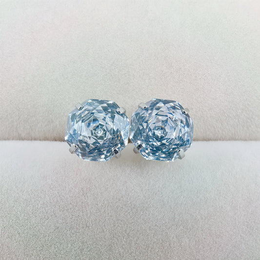 Lt. Sapphire Rose-Cut Zircon Stud Earrings