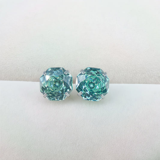 Mint Rose-Cut Zircon Stud Earrings