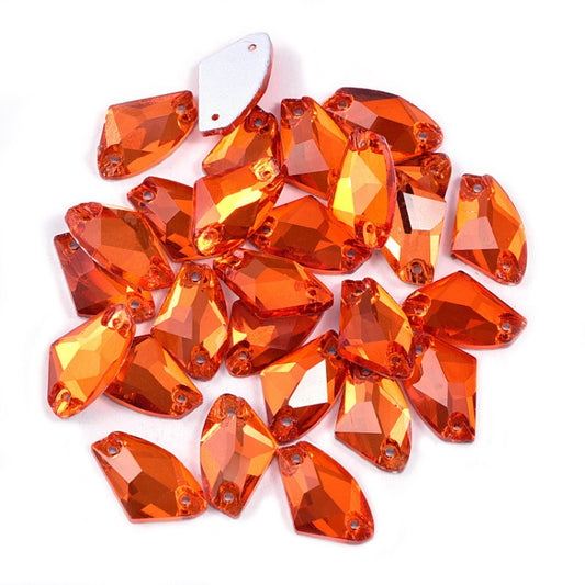 Orange Axe Shape Sew On Rhinestone