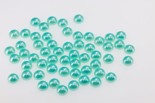 Aquamarine Flatback Half Round Pearl