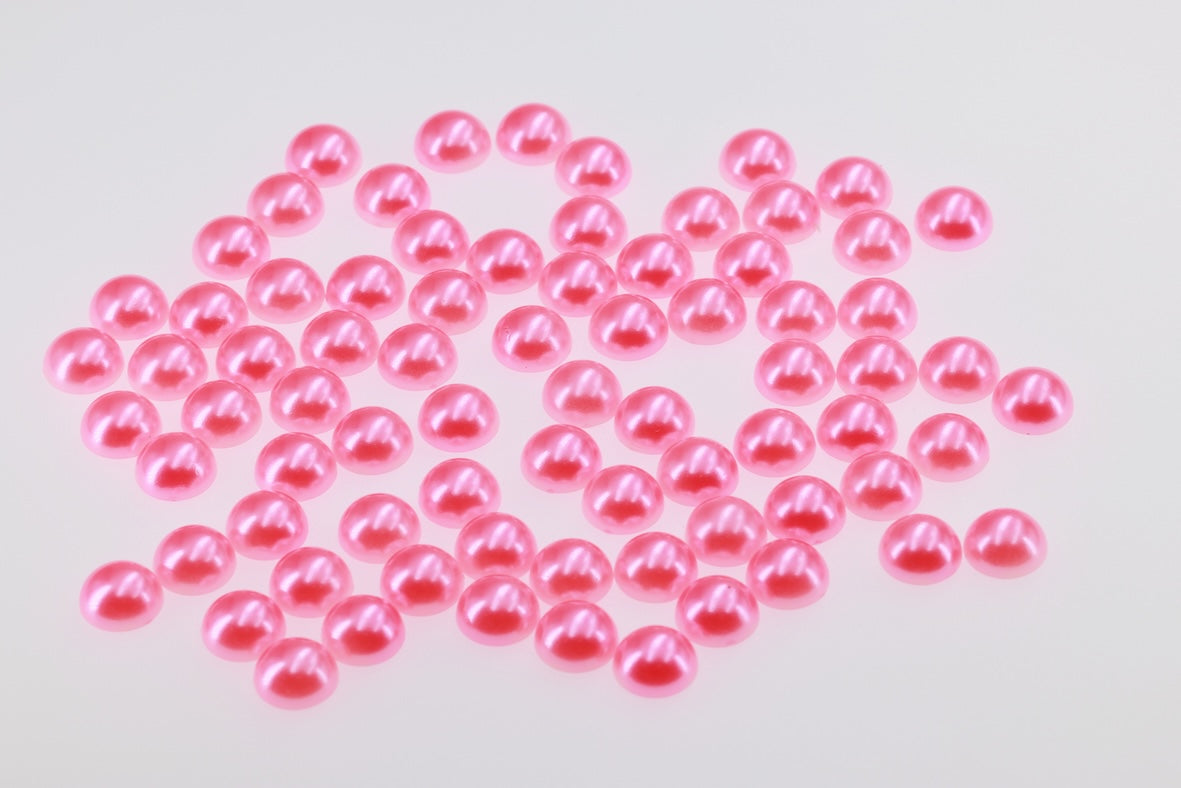 Dk. pink Flatback Half Round Pearl