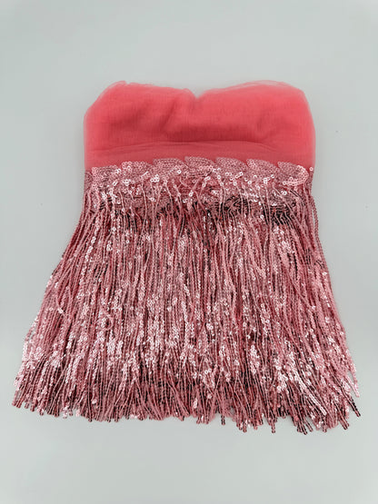 Shining Mesh Fabric Lace Fringe Sequins Paillette Tassel Ribbon