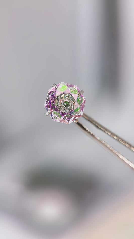 greenish pink Rose-Cut Zircon Stud Earrings