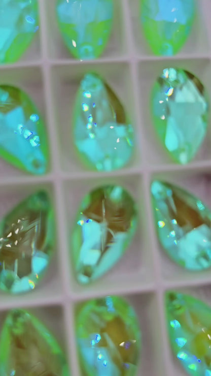 emerald ab neon Glass Teardrop