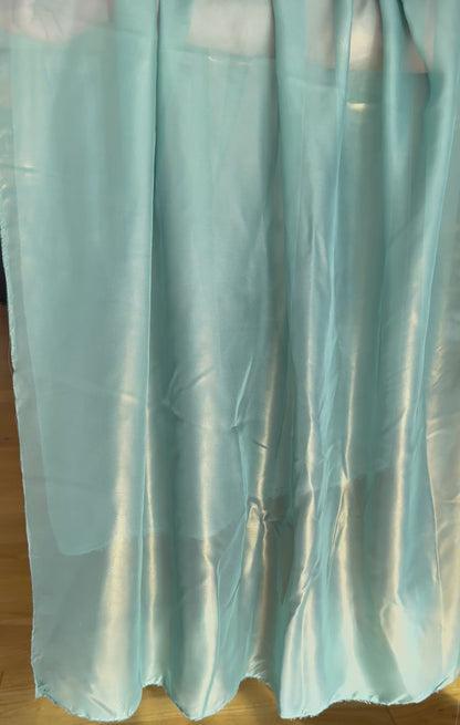 Teal Gold Shimmer Chiffon