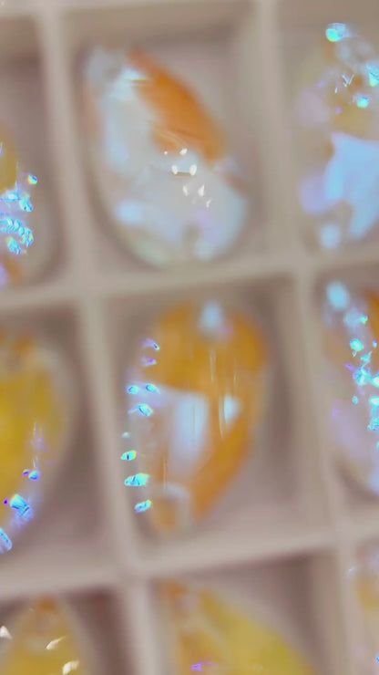 CRYSTAL AB NEON Glass Teardrop