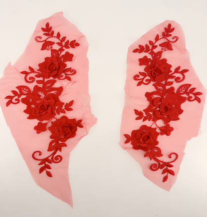 MM030 1 Pair 3D color lace applique craft flower patch